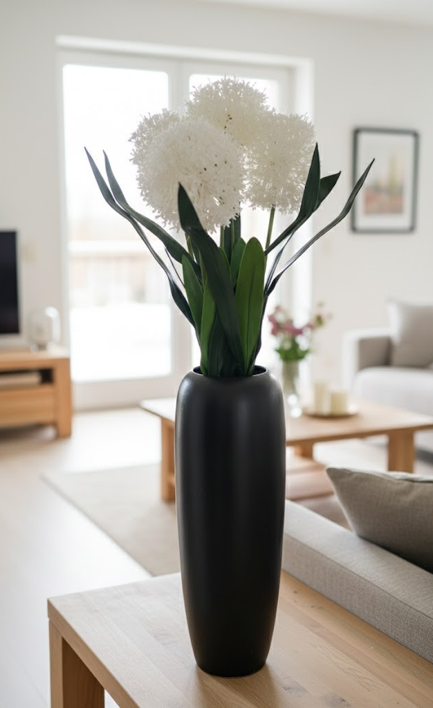 ABELLA Flora Künstl. Allium Keramik-Vase Höhe 93 cm Deko Pflanze mit Fehler